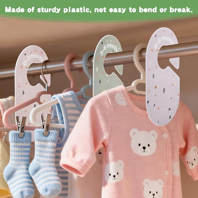 8pcs Baby Closet Divider for Closet Baby Wardrobe Organizer Nursery Hanger Month Dividers for Clothing Organizer Size Separators for Newborn to 2T(Color:Color)