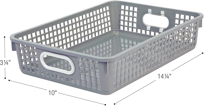 Really Good Stuff Plastic Desktop Paper Storage Baskets for Classroom or Home Use – Mesh Bins, 14.25” x 10” – (Set of 4), School Organization Supplies