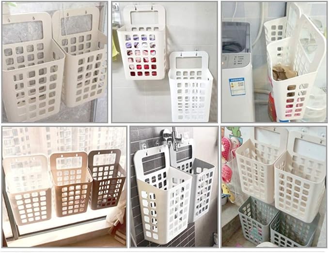 Wall-Mounted Laundry Basket Dirty Clothes Organizer Laundry Bag Hollow Household Storage Basket