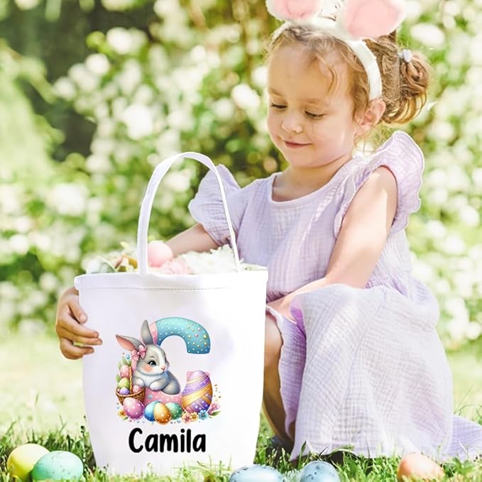 callie Personalized Easter Basket Stuffers, Custom Initial and Name on Basket Stuffers, Easter Bonus Gifts Brithday Gifts for Family Son Daughter (Cute Rabbit)
