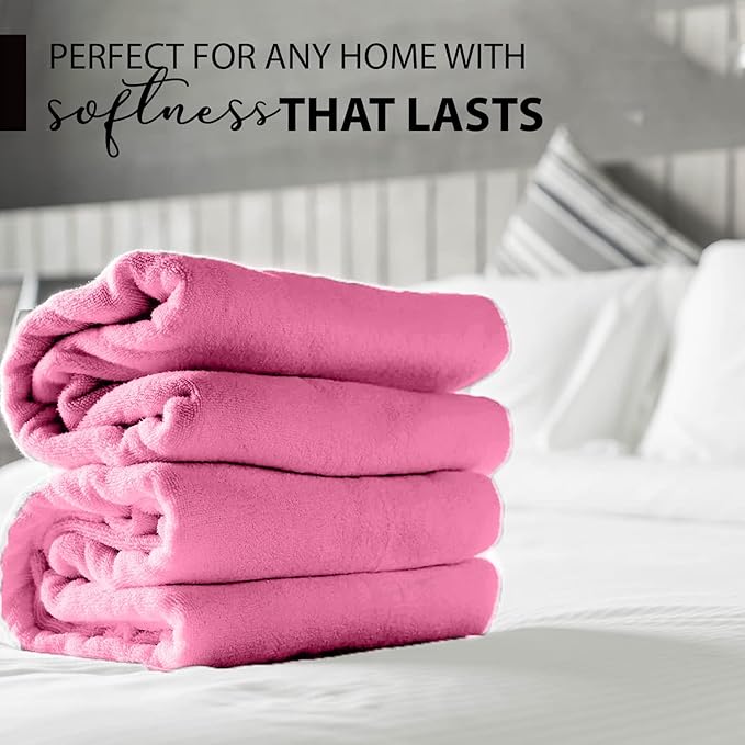 100% Cotton Bath Towels, 24x48 Pack of 6 Towels, Quick Dry, Highly Absorbent, Soft Feel Towel, Gym, Spa, Bathroom, Shower, Pool, Luxury Soft Towels (Pink, 24x48-6 Pack)