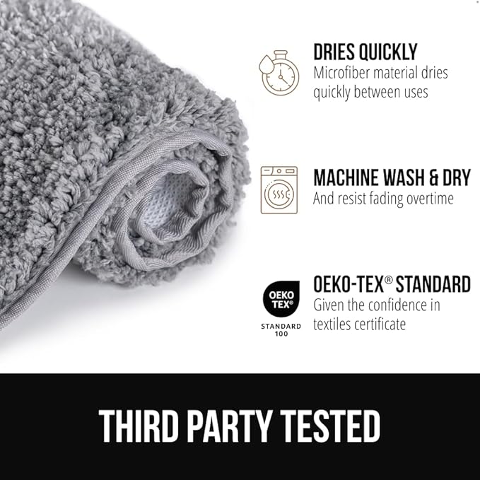 GORILLA GRIP Soft Plush Bathroom Rugs with Textured Rubber Backing, 40 x 24 Absorbent Quick Dry Bath Mat, Machine Washable Shower Mats, Home Décor Accessories, Bathmat Rug Floor Essentials, Beige