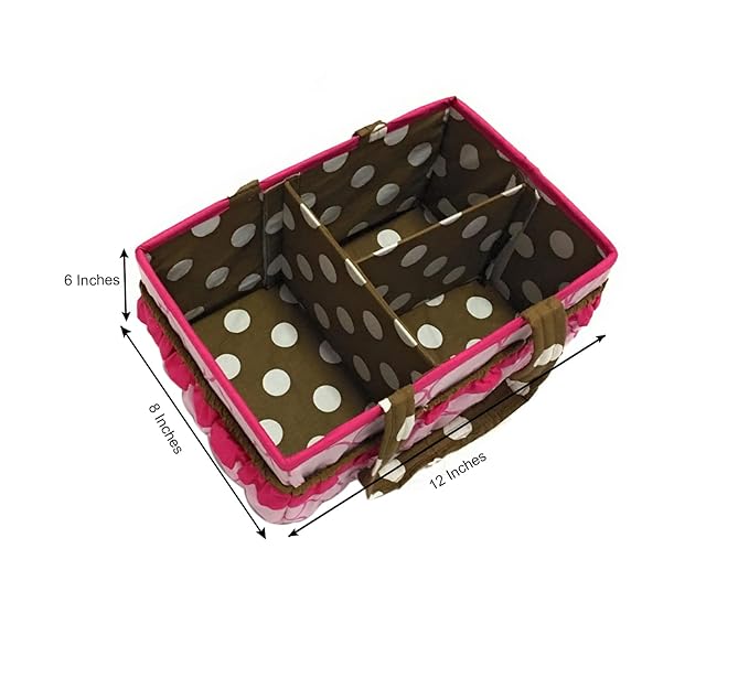 Bacati Butterflies Girls Nursery Fabric Storage Caddy with Handles, Pink/Chocolate