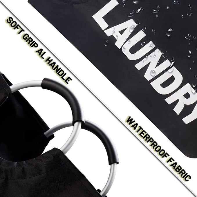 Twira 125L Pro XX-Large Laundry Baskets, Laundry Hamper Stands Up Well, Laundry Bag with Padded Handles, Waterproof Laundry Basket Collapsible, Clothes Hamper for College, Laundry, Bathroom (Black)