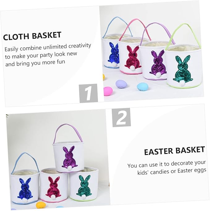 1pc Easter Bunny Basket Portable Candy Storage Bag for Party Decoration Adorable Design Durable Craftsmanship for Home and Event Use
