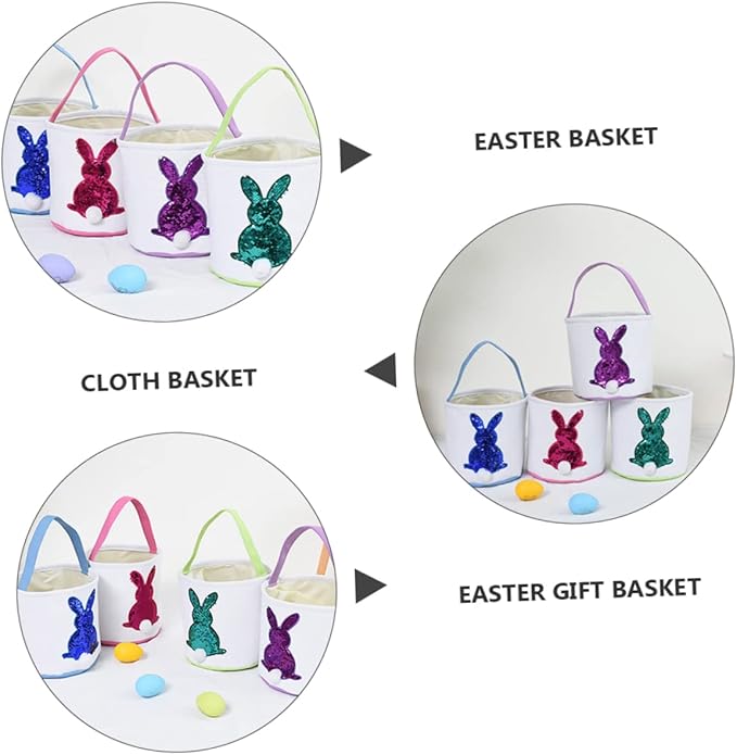 1pc Easter Bunny Basket Cute Canvas Candy Bag for Egg Hunts and Daily Storage Holiday for Fun and Practical Decoration