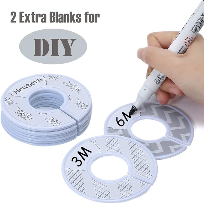 Baby Closet Dividers - Set of 10 from Newborn to Toddler and 2 Blanks with Colored Box - Gray Boho Designs Baby Closet Organizer for Nursery - [Gray Boho]