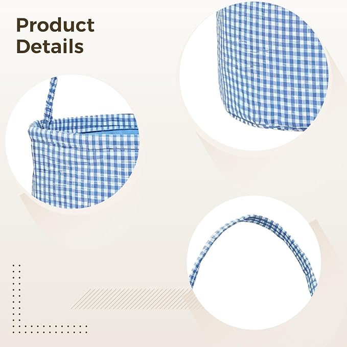 Personalized Nursery Basket, Easter Basket, Blue Checked Design, 10 In, Customizable