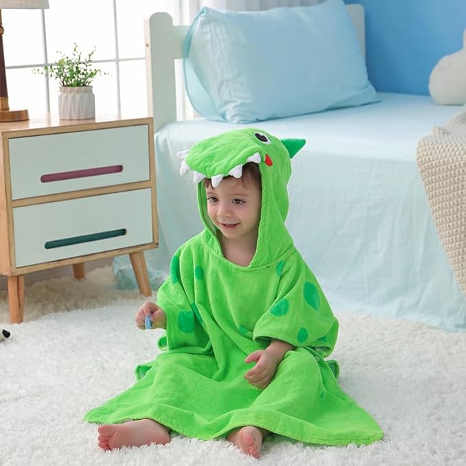 LOLANTA Bath Pool Beach Towel Hooded 100% Cotton Super Soft Absorbent Kids Beach Towels for Boys Girls (Crocolile, 4-6)