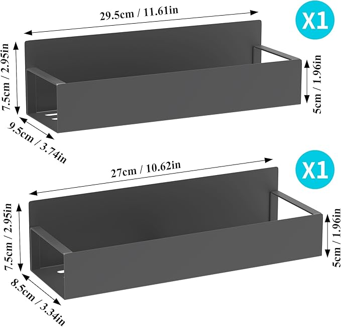 2 Pack Magnetic Spice Storage Rack Organizer for Refrigerator and Oven, Dark Gray Fridge Organizers and Storage