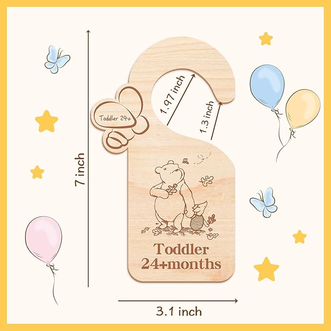 Winnie Baby Closet Divider -Winnie Nursery Decor Wardrobe Baby Closet Organizer,Daisy Design Nursery Decor Clothes Hanger Dividers for Sorting 8 from Newborn to 24+ Months,bee