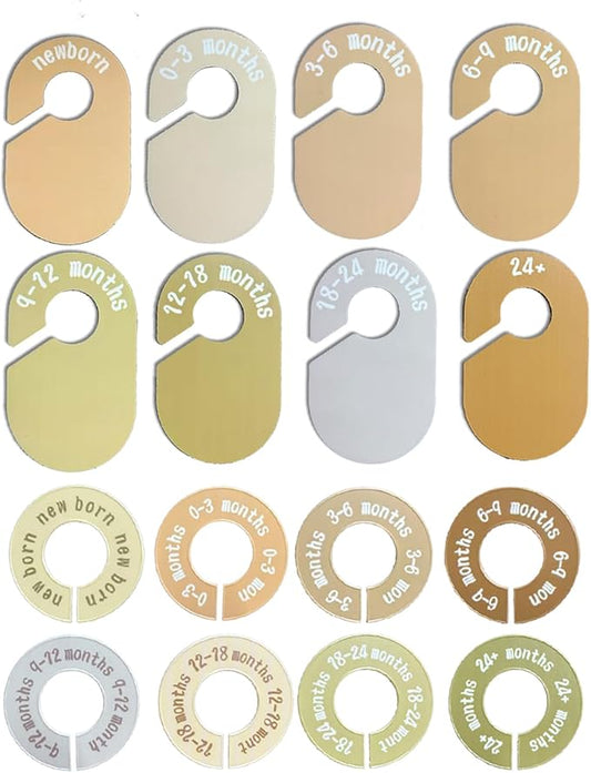 16PCS Baby Closet Dividers, Baby Clothes Organizer for Closet, Nursery Decor Hanger Dividers from Newborn to 24+ Months, Easily Organizing Little Baby Girls or Boys Room