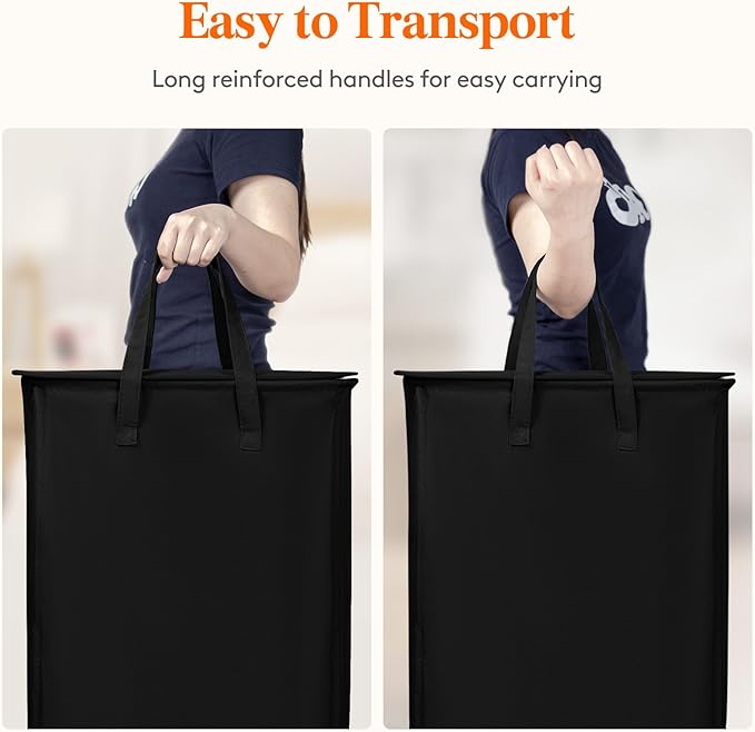 Lifewit 65L Slim Small Laundry Hamper, Laundry Basket with Lid, Dirty Collapsible Clothes Storage with Easy Carry Extended Handles, Tall Hampers for Bedroom Laundry Room, Black, 1 Pack
