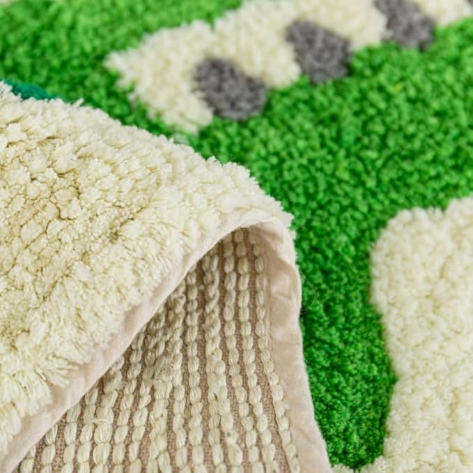 Green Crocodile Shaped Rug Cute Faux Animal Print Bath Mat Shower Rug for Bathroom, Tub, Shower - Non-Slip Water Absorption Carpet for Home Decor Door Mat Playmat 15.7x29.5in
