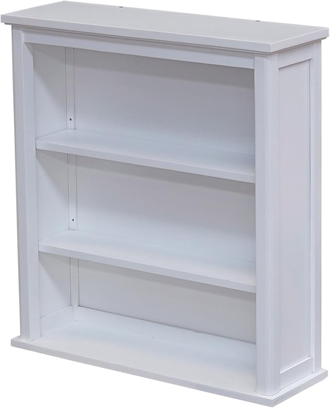 Dorset Wall Mounted Bath Storage Cabinet, 27 in. W x 29 in. H, White, Two Open Shelves, Zinc Metal Hinges, Easy Mount French Cleat System, Ideal for Bathroom Organization and Space Saving
