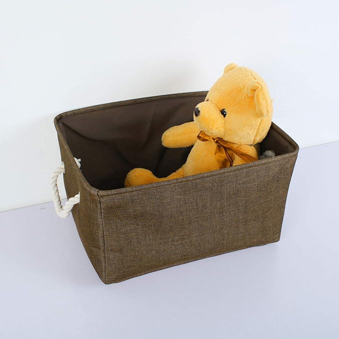 uxcell Fabric Storage Basket with Dual Handles, Collapsible Storage Bins for Toys Laundry Clothes Storage, Home Organizer for Bedroom Office Closet Chocolate Color Large