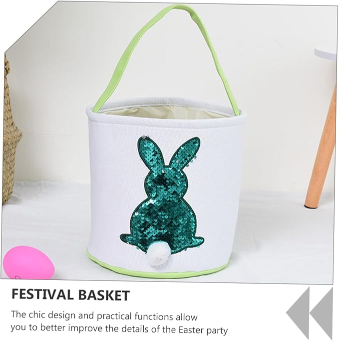 1pc Easter Bunny Basket Cute Canvas Candy Bag for Egg Hunts and Daily Storage Holiday for Fun and Practical Decoration