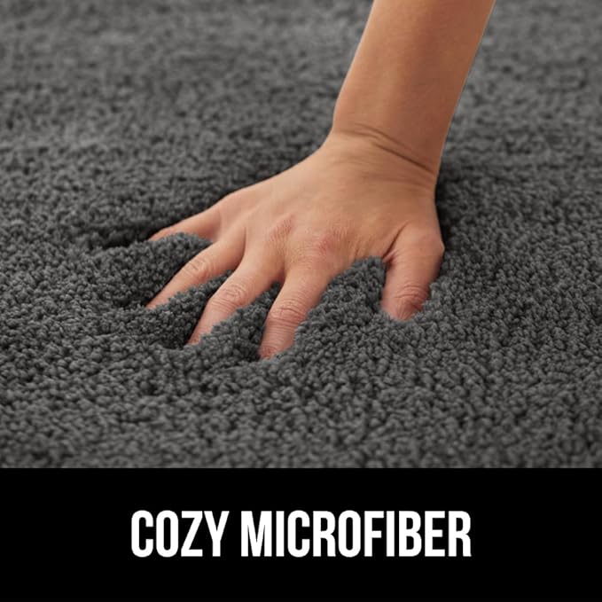 GORILLA GRIP Bathroom Rugs, 42x24, Ultra Soft Absorbent Mat, Thick Plush Bath Rug, Machine Washable, Microfiber Quick Dry, Mats for Shower, Bathtub and Floor, Home Decor Accessories, Charcoal