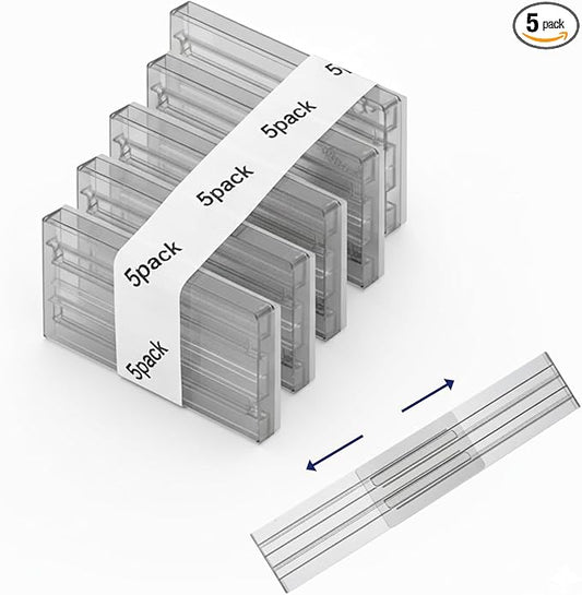 5 Pack Smoke Grey Drawer Dividers - Semi-Transparent Adjustable Plastic Separators with Adhesive Pads - Modern Non-Slip Organizer for Men's Dresser, Office Desk, Kitchen & Tool Box, 3" High