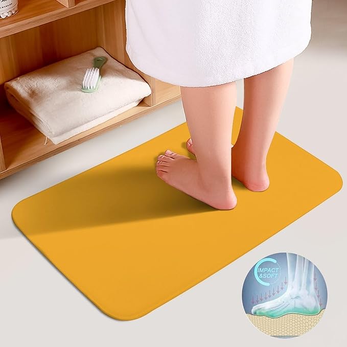 3 Pieces Bath Rug Sets, Orange Trend Color Bathroom Mat Set Non Slip U Shaped Contour Rug & Toilet Lid Cover