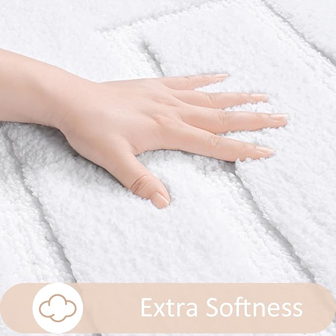 HOMORE Bathroom Runner Rug 24x70 Non Slip Washable White Bath Rug Soft and Absorbent Microfiber Long Bathroom Rug, Plush Bath Mat for Vanity Shower Floor