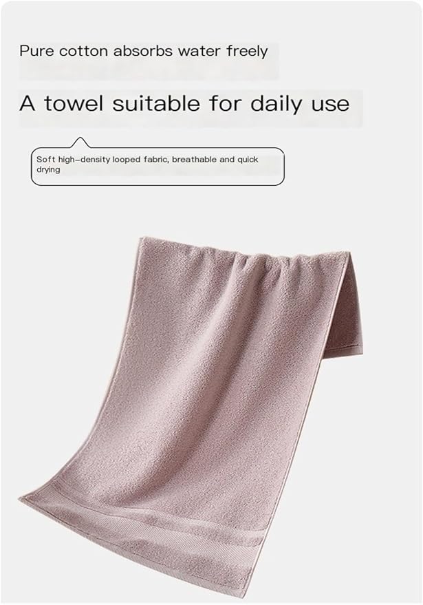 3-Piece Pure Cotton Towel Set, Thick and Soft, Absorbent for Bath and Face, Minimal Shedding, (Coffee)