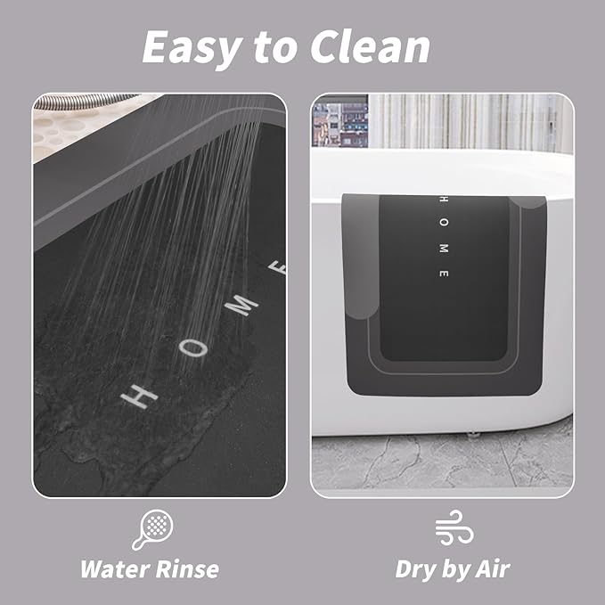3PCS Absorbent Bath Mat Magic Rug Sets, Quick Drying Bath Mat Non-Slip Floor Rug Rubber Backed for Bathroom Kitchen Shower Sink (16.9''x23.6''+19.7''x23.6''+19.7''x31.9'', Black)