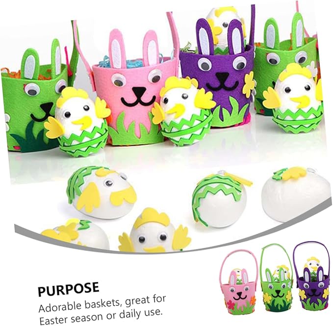 OSOLADY 3Pcs Easter Egg Basket Adorable Bunny Felt Baskets for Egg Hunts and Festival Decorations Fabric for Boy Girl and Family Fun