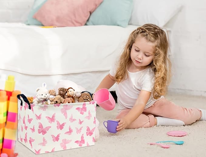 Rectangular Butterfly Basket Kids Baby Storage Basket Cute Toy Storage Bin Organizer Shelf Boom Room Decor(Butterfly)