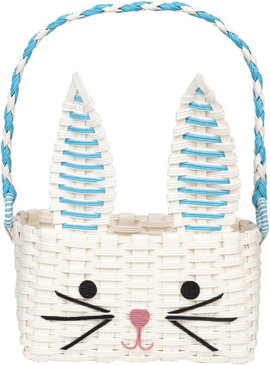 Bunny Shaped Easter Egg Basket for Kids with Cute Rabbit Face for Boys Girls Perfect for Scavenger Hunts and Toy Storage Solution Eco Friendly Made from Recycled Paper 6.69 x 9.8 Inches