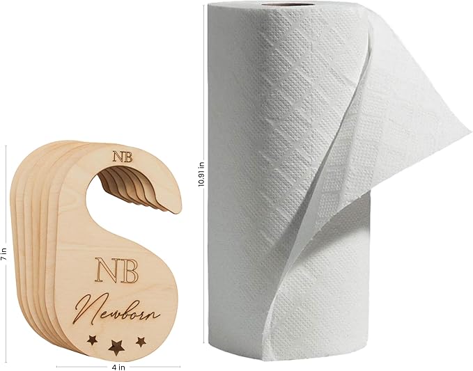 Baby Closet Dividers, Set of 7 Baby Clothes Organizer, Wooden Baby Closet Organizer for Nursery, Size Newborn to Toddler, Baby Clothes Dividers for Closet Hanging on Standard Rod