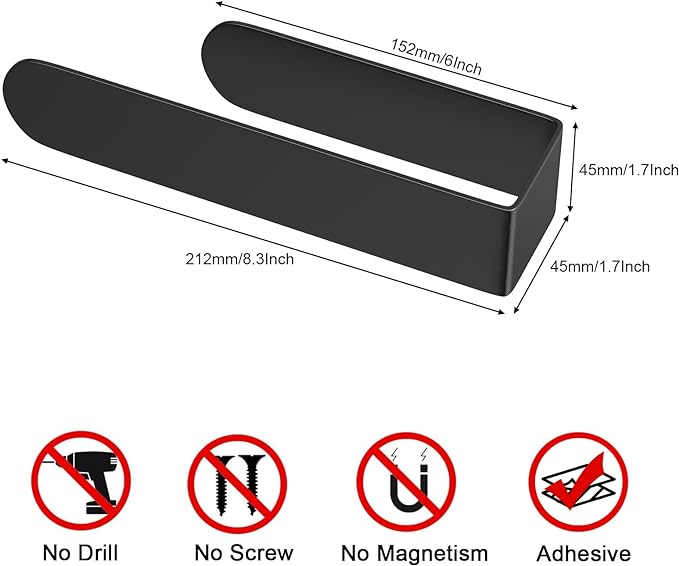 HUFEEOH Hand Towel Holder, Black Hand Towel Bar, Stainless Steel Self Adhesive Bathroom Towel Bar Stick on Wall