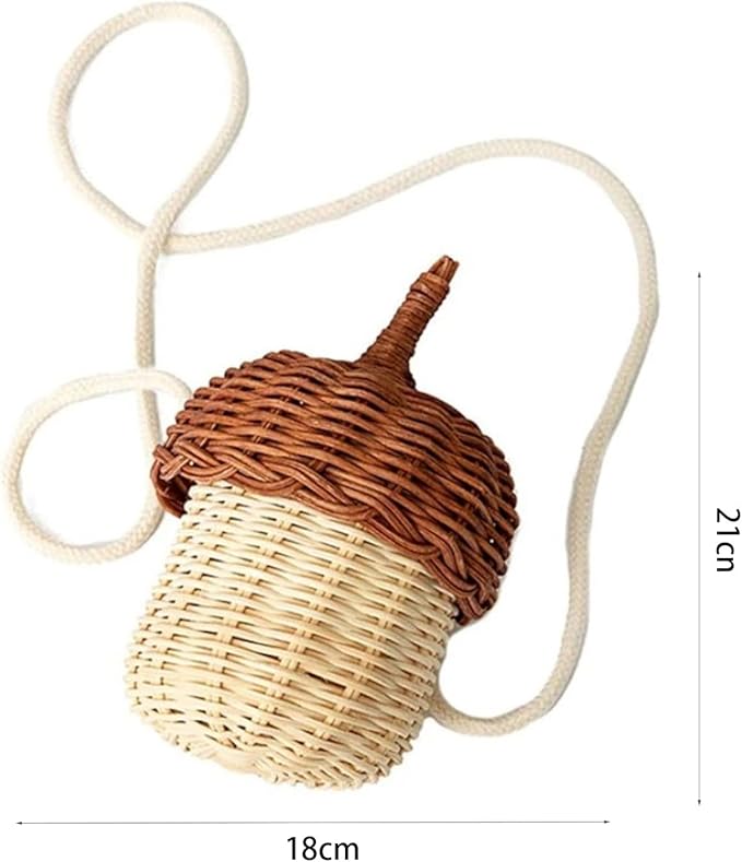 Mushroom Basket House Shaped with Lid Portable Decorative Rattan Handle Photography Props-Gifts(E)
