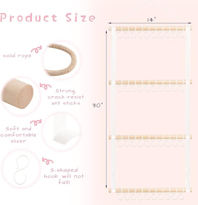 POVETIRE Headband Holder for Girls Baby Headband Organizer Head Bands Hair Accessories Display Organizer Wall Hanging Decor for Nursery Toddler Girl Room