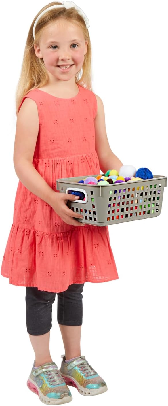 Really Good Stuff Medium Plastic Book Baskets, 11" x 7.5" x 4.5", 4 Pack, Neutral Group Colors, Versatile Storage Solution for Classroom, Home, and Office, Toy Storage, Multi-Purpose