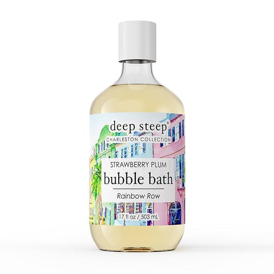 Deep Steep Strawberry Plum Bubble Bath for Women, Hypoallergenic, Clinically Tested, Clean Formula for Sensitive Skin, Sulfate-Free, 17 fl oz Bottle, Essential Bath Accessories