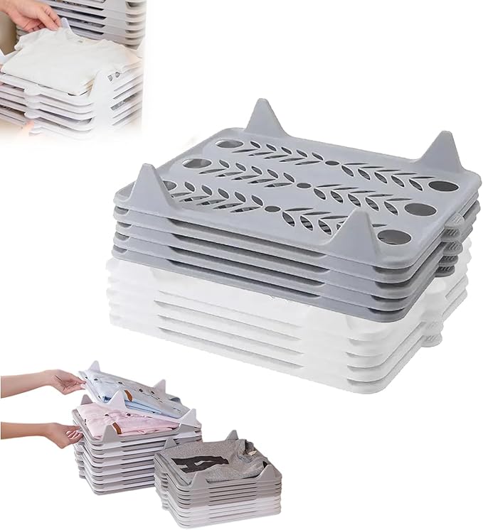 5/10 Pack Stackable Closet Organizer - Interlocking Shirt Folding Boards & Shelf Dividers, Space-Saving Wardrobe for T-Shirts, Jeans, Sweaters, Perfect for Home, Apartment (10, SetA-2pcs, 13*10 inch)