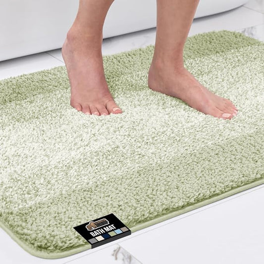 GORILLA GRIP Soft Plush Bathroom Rugs with Textured Rubber Backing, 34 x 24 Absorbent Quick Dry Bath Mat, Machine Washable Shower Mats, Home Décor Accessories, Bathmat Rug Floor Essentials, Sage