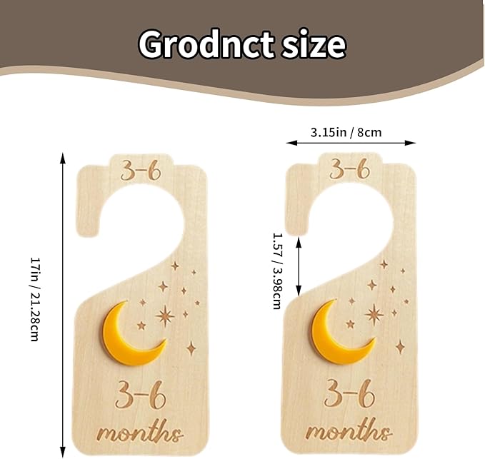 Baby Closet Dividers,Baby Clothes Dividers for Closet,Nursery Decor Storage Hangers Organizer,Sided Organizer for Newborn to 24 Months Clothes Wooden Nursery Decor Hanger Organize Room(Star Moon)
