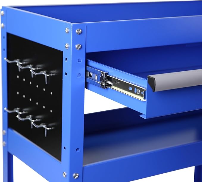 Rolling Tool Cart, Premium 1-Drawer Utility Cart, Heavy Duty Industrial Storage Organizer Mechanic Service Cart with Wheels and Locking System(Blue&Grey)