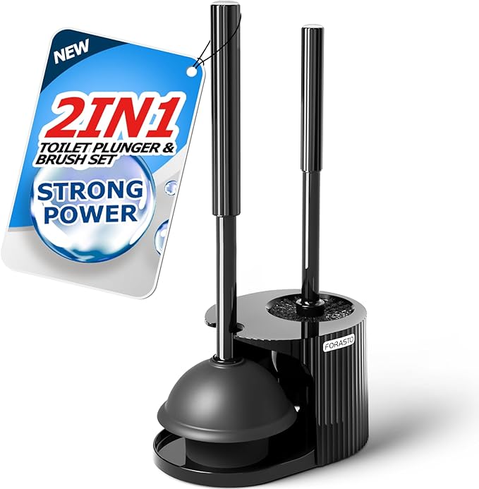 2 in 1 Toilet Plunger and Brush Set，Extended Handle Plunger，Toilet Bowl Brush Plunger Set, Bathroom Cleaning Tools ，Toilet Brush Plunger Combo，Cleaning Brush，Bathroom Cleaning Supplies