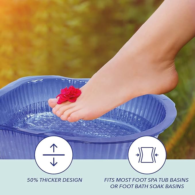 ForPro Professional Collection Universal Pedi Bath Liners, 50% THICKER, Fit Footsie Bath, Disposable Pedicure Tub Liners for Foot Spa Basins, Blue, 100-Count