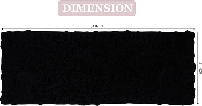Home Weavers Bell Flower Collection 100% Cotton Tufted Bath Rugs, Extra Soft and Absorbent Bath Rugs, Non-Slip Bath Mats, Machine Washable, Bath Mats for Bathroom Floor and Tub, 21"x54" Runner, Black
