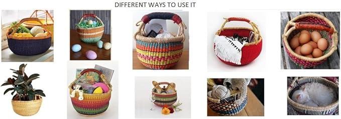 Large African Bolga Basket Fair Trade Ghana Baskets toys Egg baskets - Large: 14"-16" (COLORS VARY) 1 EA