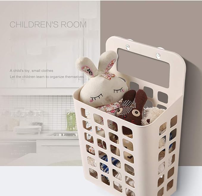 Wall-Mounted Laundry Basket Dirty Clothes Organizer Laundry Bag Hollow Household Storage Basket