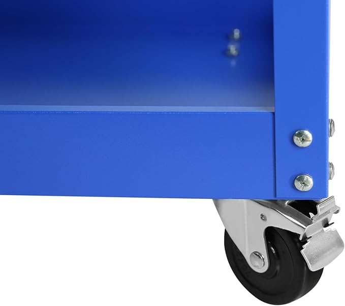Rolling Tool Cart, Premium 1-Drawer Utility Cart, Heavy Duty Industrial Storage Organizer Mechanic Service Cart with Wheels and Locking System(Blue&Grey)