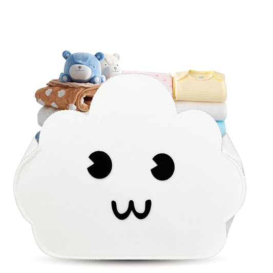 Cloud Shaped Felt Storage Caddy;Felt Baby Basket, Nursery Organizer with Cloud Design for Storage Infant Newborn Essentials,Foldable Bathroom and Bedroom Stuff Diaper Toys Baby Vintage Decor