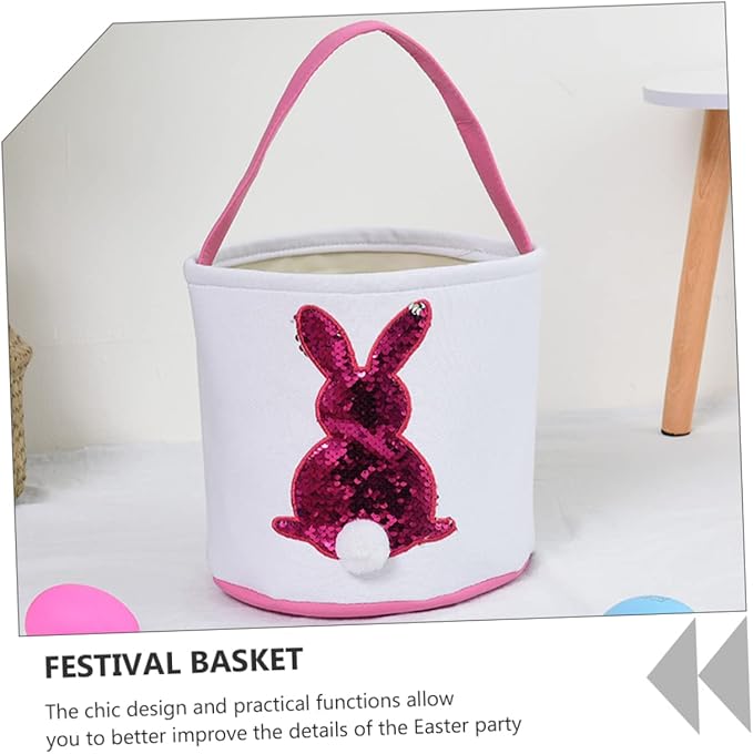 1pc Easter Bunny Basket Portable Candy Storage Bag for Party Decoration Adorable Design Durable Craftsmanship for Home and Event Use