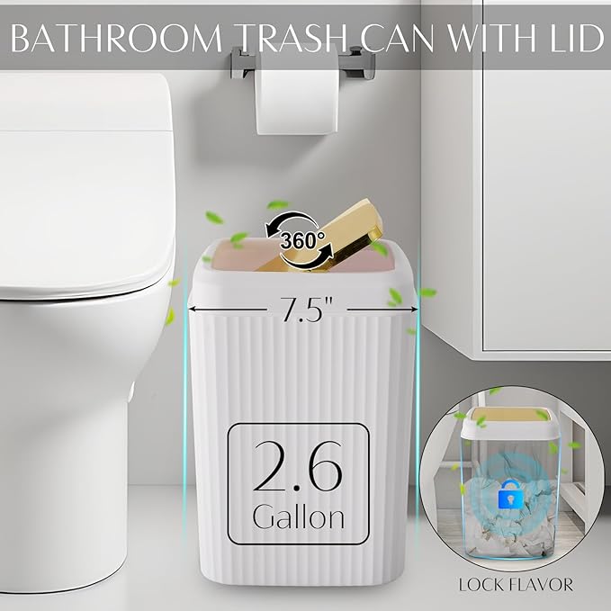 32PCS Bathroom Accessories Set Bathroom Set,White Shower Curtain Set,Bath Towel Set,Hand Towel,Toilet Brush,Trash Can & 3PCS Soap Dispenser
