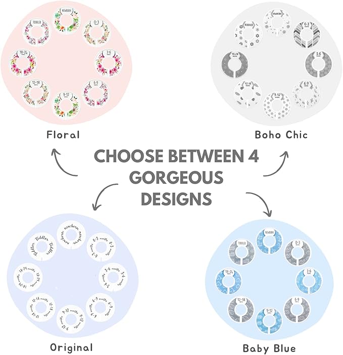 Eli with Love Baby Closet Dividers (Boho) – Fits 1.5" Rod - Set of 8 Closet Size Dividers – Baby Clothes Dividers for Closet – Organize Nursery Hangers Size/Age